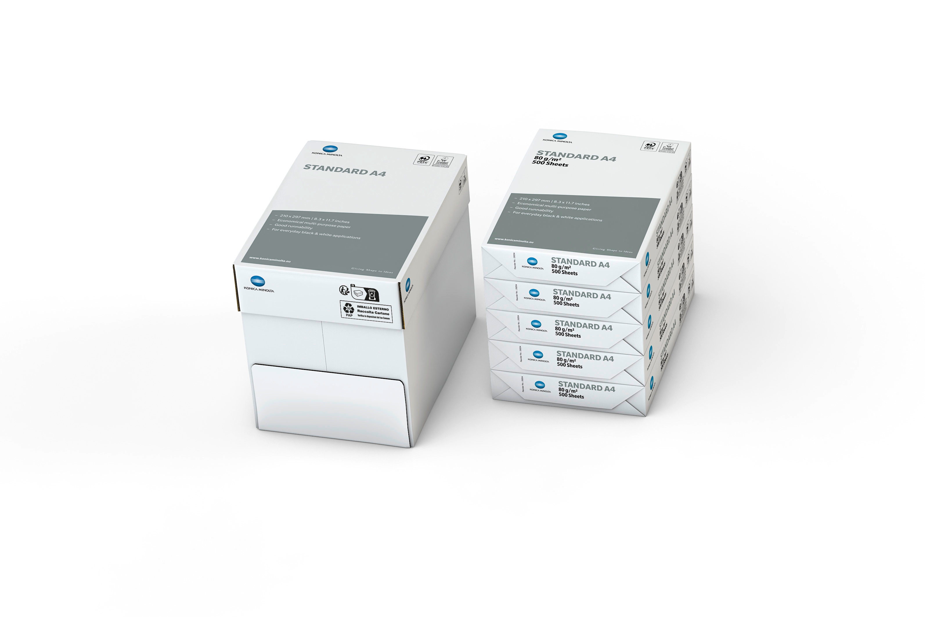 Konica Minolta Standard A4 Paper, 80g / 2.500 Sheets – Economical multipurpose paper