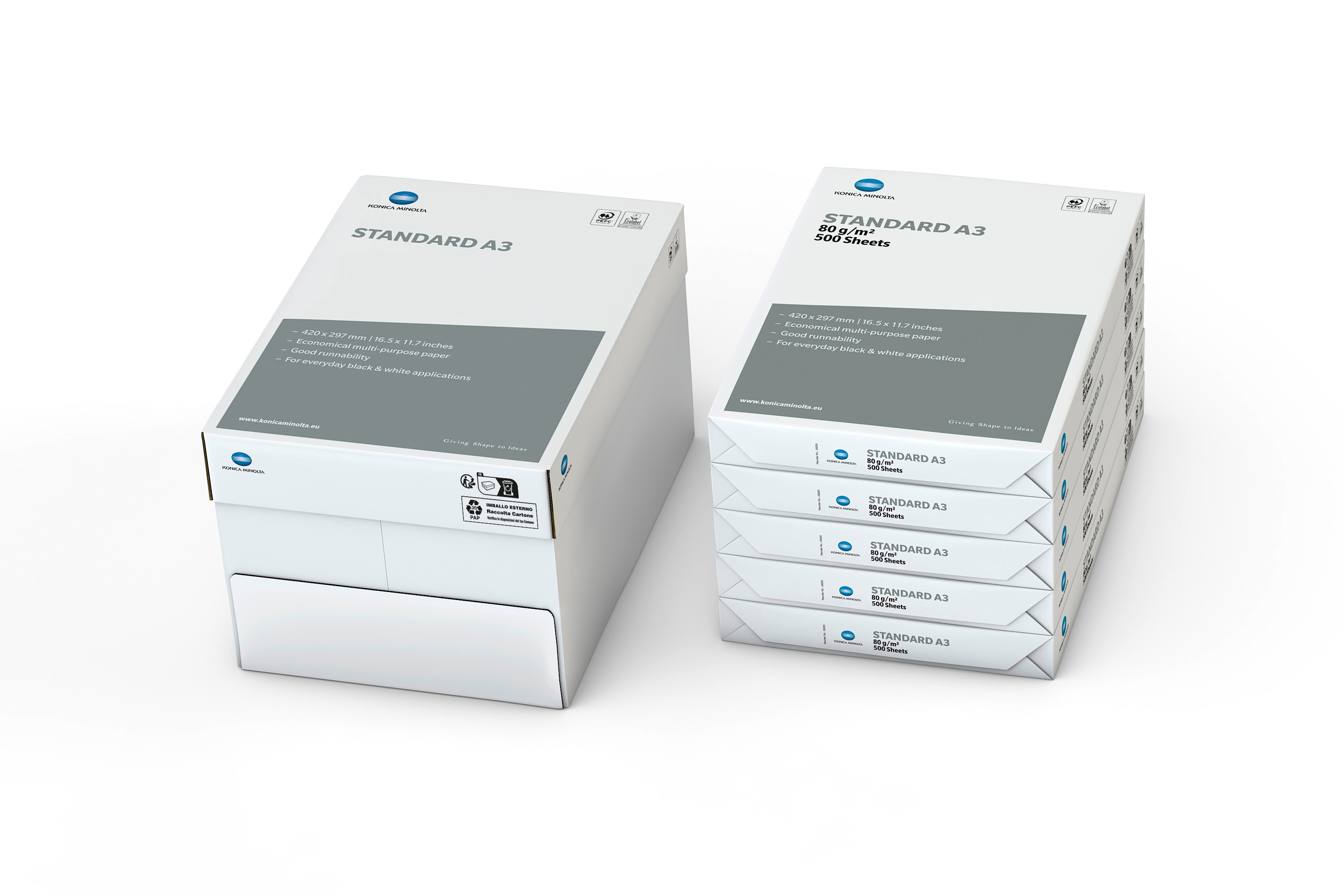 Konica Minolta Standard Paper, A3, 80g, 2.500 Sheets, Maxi-Box 